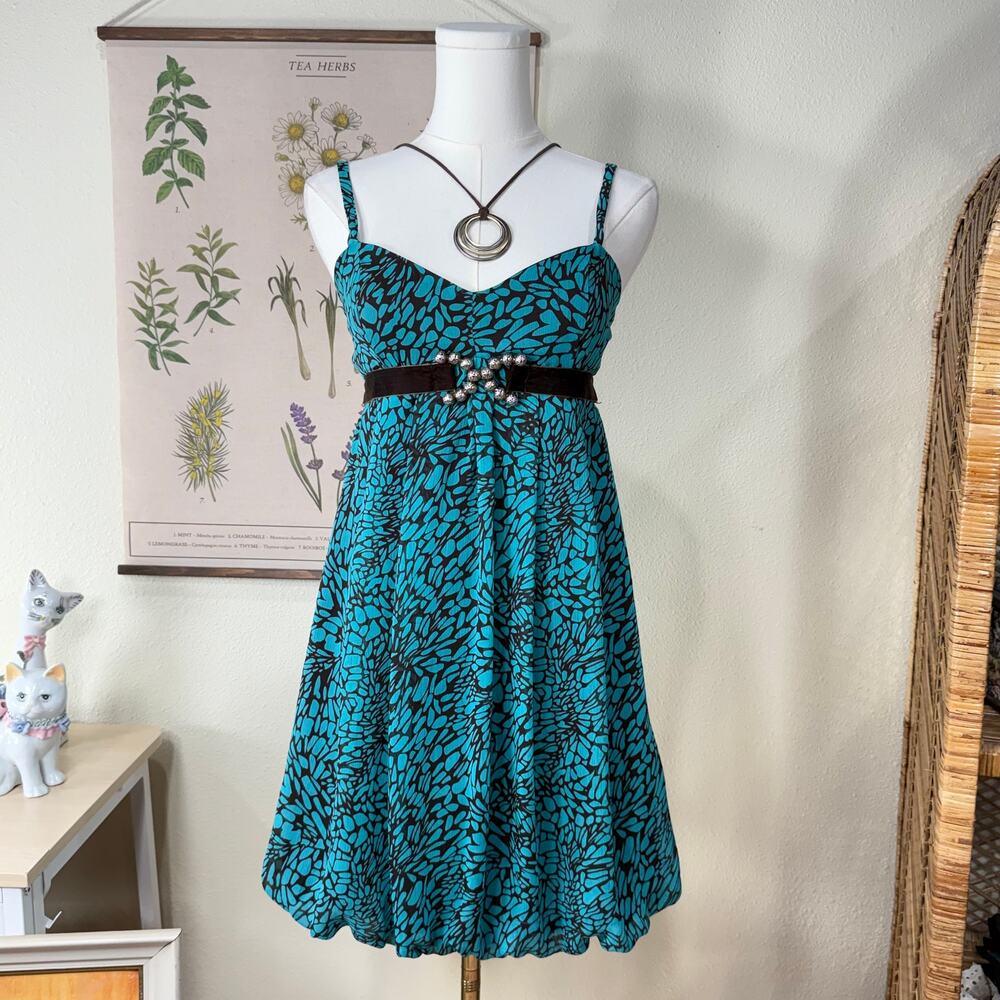 Y2k Bubble Hem Babydoll Mini Dress Boho Coastal Cowgirl Hippie Party Trashy S